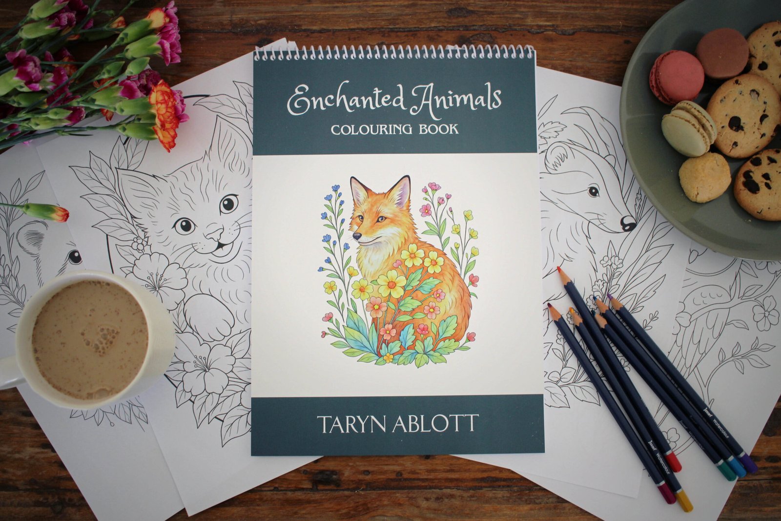 Enchanted animals colouring book with print outs from the book.